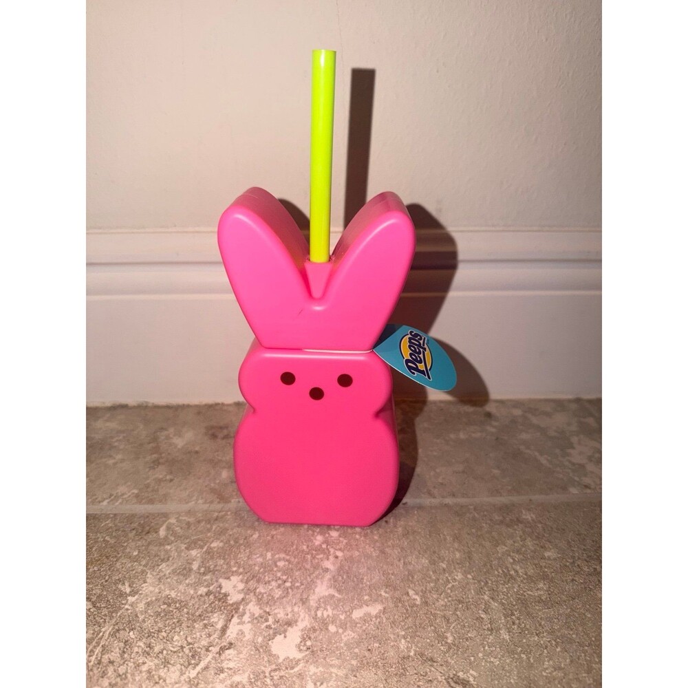 Target Bullseyes Easter PEEPS Pink Tumbler Cup with Straw 7"